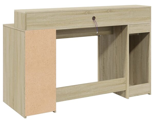 Psací stůl s LED dub sonoma 140 x 55 x 91 cm kompozitní dřevo 3309422