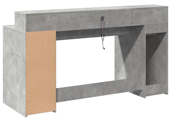Psací stůl s LED betonově šedý 160x55x91 cm kompozitní dřevo 3309432