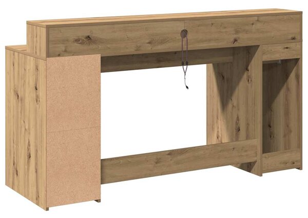 Psací stůl s LED dub artisan 160 x 55 x 91 cm kompozitní dřevo 3309437