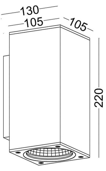 Luca square LED nástěnné svítidlo IP65 Ra>90 ⌀100mmDolu