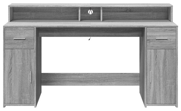 Psací stůl s LED šedý sonoma 160 x 55 x 91 cm kompozitní dřevo 3309434
