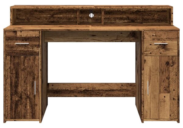 Psací stůl s LED světly old wood 140x55x91 cm kompozitní dřevo 3309427