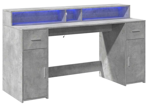 Psací stůl s LED betonově šedý 160x55x91 cm kompozitní dřevo 3309432
