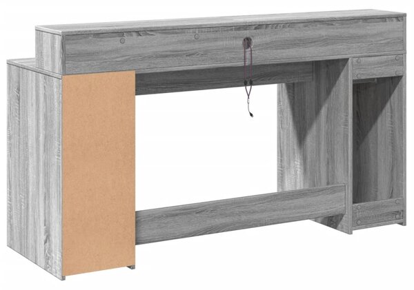 Psací stůl s LED šedý sonoma 160 x 55 x 91 cm kompozitní dřevo 3309434