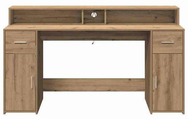 Psací stůl s LED dub artisan 160 x 55 x 91 cm kompozitní dřevo 3309437