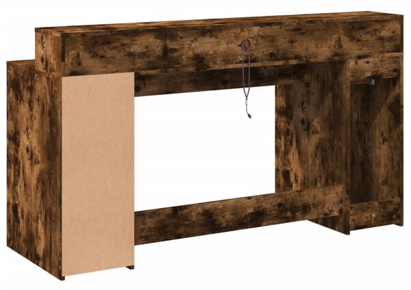 Psací stůl s LED kouřový dub 160 x 55 x 91 cm kompozitní dřevo 3309433