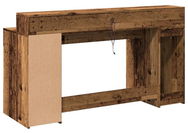 Psací stůl s LED světly old wood 160x55x91 cm kompozitní dřevo 3309436