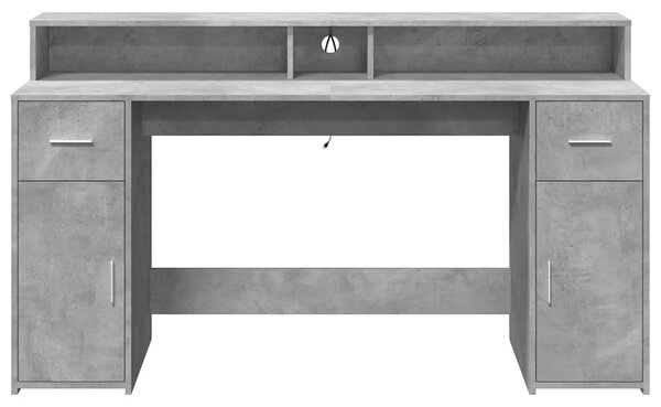 Psací stůl s LED betonově šedý 160x55x91 cm kompozitní dřevo 3309432