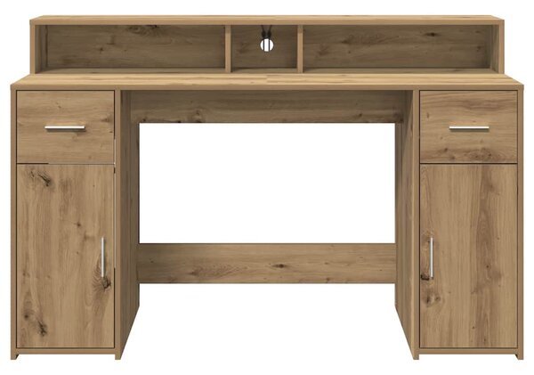 Psací stůl s LED dub artisan 140 x 55 x 91 cm kompozitní dřevo 3309428