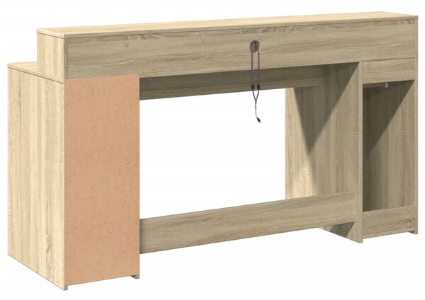 Psací stůl s LED dub sonoma 160 x 55 x 91 cm kompozitní dřevo 3309431