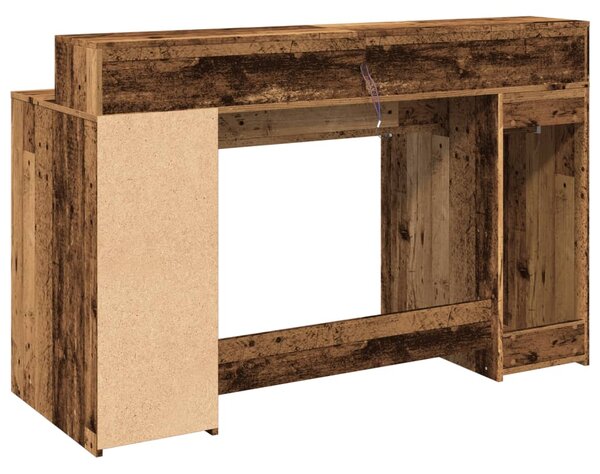 Psací stůl s LED světly old wood 140x55x91 cm kompozitní dřevo 3309427