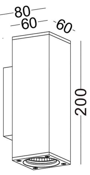 Luca square LED nástěnné svítidlo IP65 Ra>90 ⌀100mmDolu