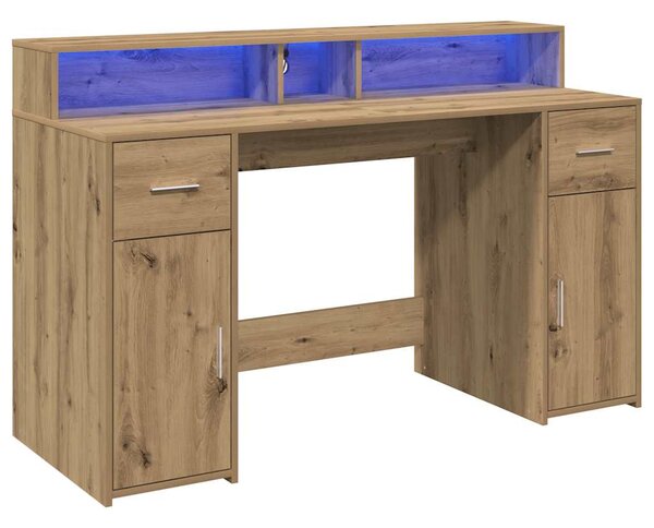 Psací stůl s LED dub artisan 140 x 55 x 91 cm kompozitní dřevo 3309428