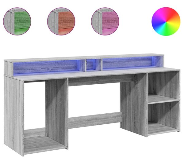 Psací stůl s LED šedý sonoma 200 x 55 x 91 cm kompozitní dřevo 3309443