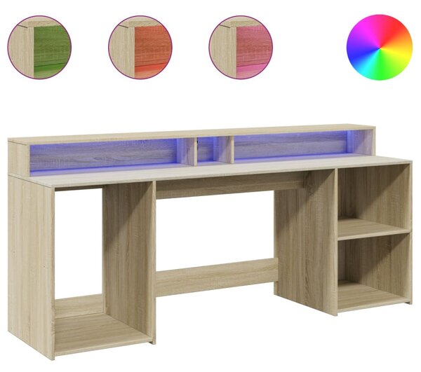 Psací stůl s LED dub sonoma 200 x 55 x 91 cm kompozitní dřevo 3309440