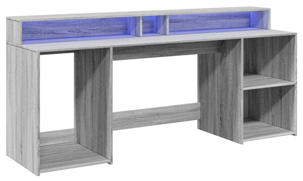 Psací stůl s LED šedý sonoma 200 x 55 x 91 cm kompozitní dřevo 3309443
