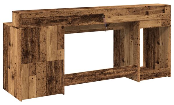 Psací stůl s LED světly old wood 200x55x91 cm kompozitní dřevo 3309445