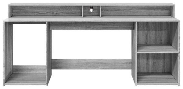 Psací stůl s LED šedý sonoma 200 x 55 x 91 cm kompozitní dřevo 3309443