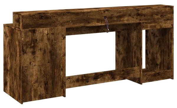 Psací stůl s LED kouřový dub 200 x 55 x 91 cm kompozitní dřevo 3309442