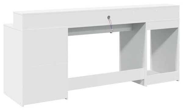 Psací stůl s LED světly bílý 200 x 55 x 91 cm kompozitní dřevo 3309438
