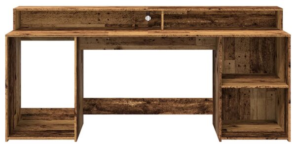 Psací stůl s LED světly old wood 200x55x91 cm kompozitní dřevo 3309445