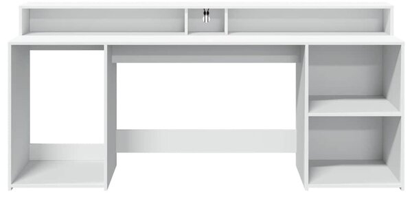 Psací stůl s LED světly bílý 200 x 55 x 91 cm kompozitní dřevo 3309438