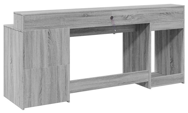Psací stůl s LED šedý sonoma 200 x 55 x 91 cm kompozitní dřevo 3309443