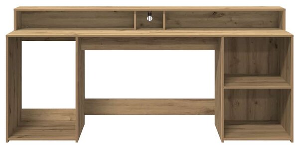 Psací stůl s LED dub artisan 200 x 55 x 91 cm kompozitní dřevo 3309446