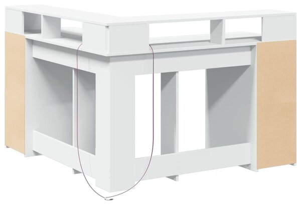 Psací stůl s LED světly bílý 130 x 130 x 91 cm kompozitní dřevo 3309447