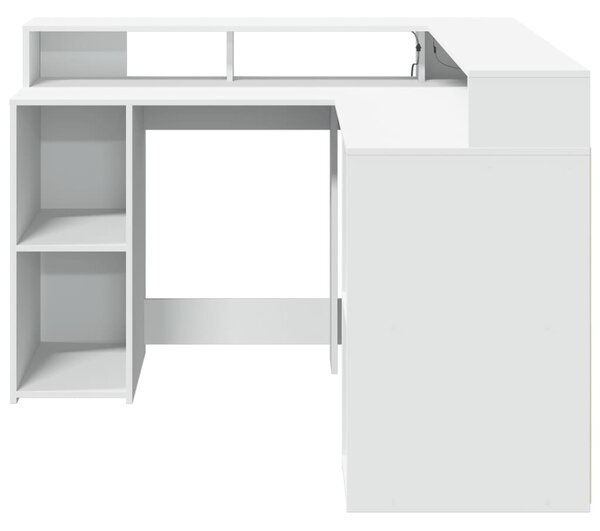 Psací stůl s LED světly bílý 130 x 130 x 91 cm kompozitní dřevo 3309447