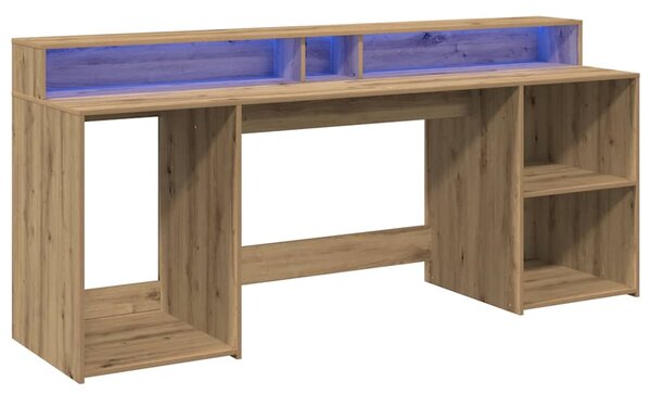 Psací stůl s LED dub artisan 200 x 55 x 91 cm kompozitní dřevo 3309446