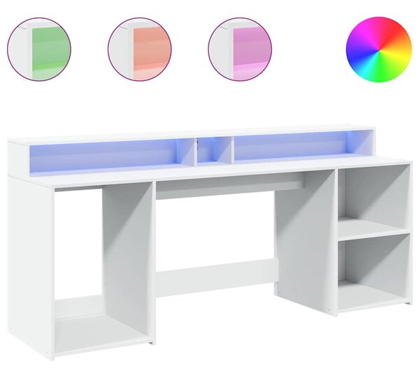 Psací stůl s LED světly bílý 200 x 55 x 91 cm kompozitní dřevo 3309438