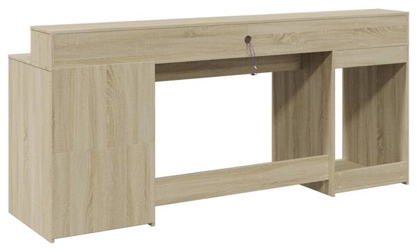 Psací stůl s LED dub sonoma 200 x 55 x 91 cm kompozitní dřevo 3309440