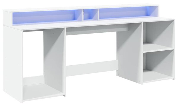 Psací stůl s LED světly bílý 200 x 55 x 91 cm kompozitní dřevo 3309438