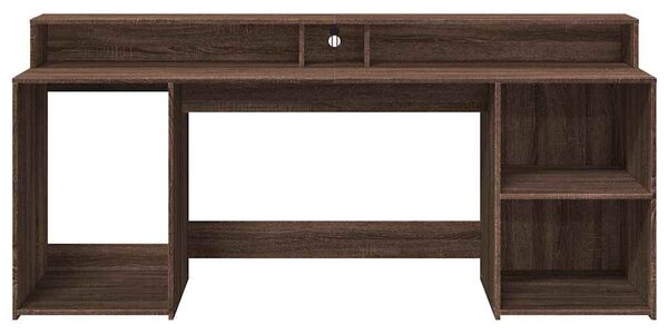 Psací stůl s LED světly hnědý dub 200x55x91 cm kompozitní dřevo 3309444