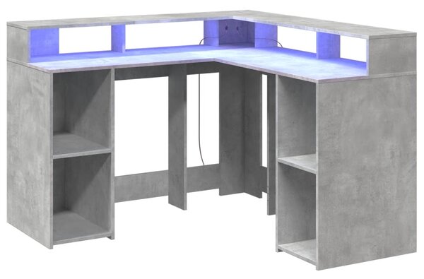 Psací stůl s LED betonově šedý 130x130x91 cm kompozitní dřevo 3309450