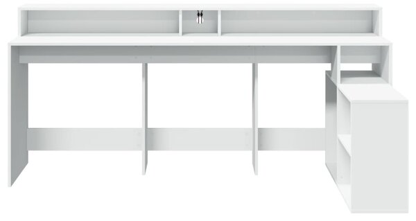 Psací stůl s LED světly bílý 200 x 104 x 91 cm kompozitní dřevo 3309465