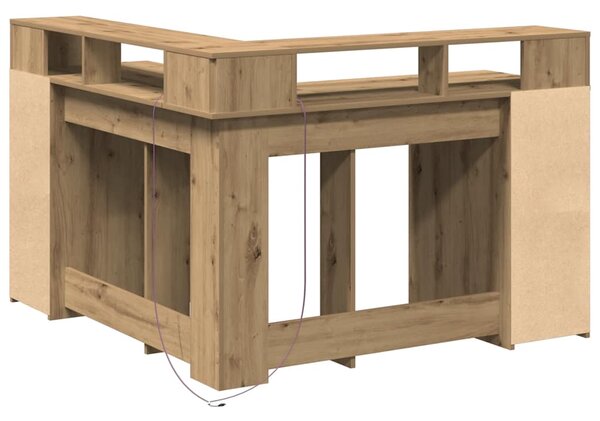 Psací stůl s LED dub artisan 130 x 130 x 91 cm kompozitní dřevo 3309455