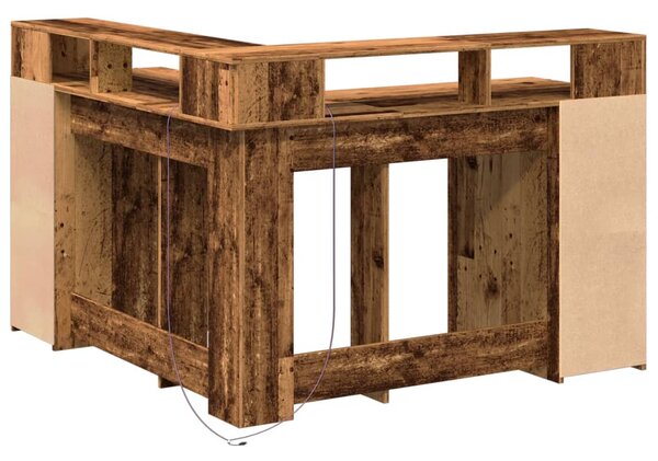 Psací stůl s LED světly old wood 130x130x91 cm kompozitní dřevo 3309454