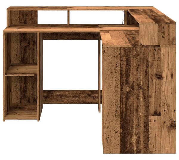 Psací stůl s LED světly old wood 130x130x91 cm kompozitní dřevo 3309454