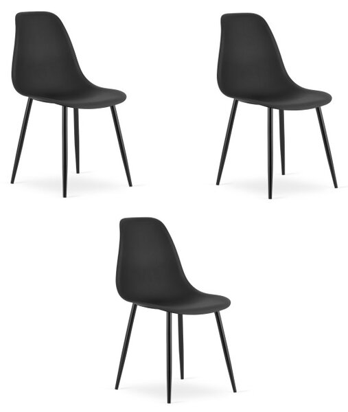 Set tří jídelních židlí WAT černý - černé nohy (3 ks)