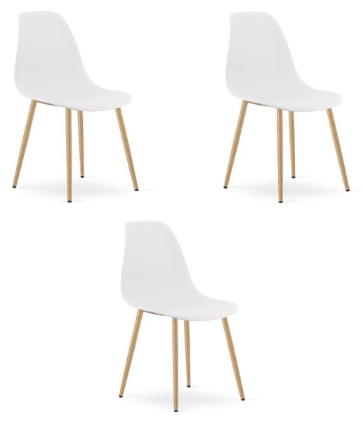 Set tří jídelních židlí WAT bílý - naturální nohy (3 ks)