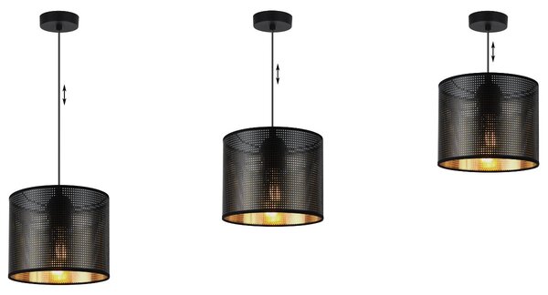Závěsné svítidlo Asti0, 1x černé PVC stínítko, (fi 20cm), g, b