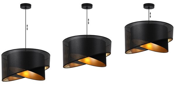 Závěsné svítidlo Asti Duo1, 1x PVC/černé textilní stínítko, (fi 45cm), g, b