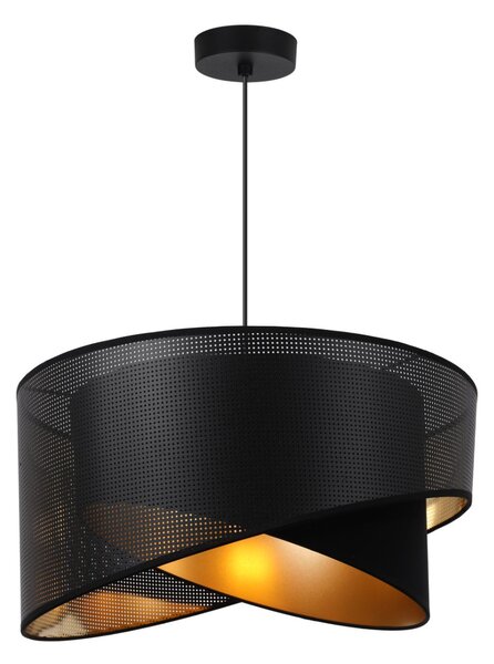 Závěsné svítidlo Asti Duo1, 1x PVC/černé textilní stínítko, (fi 45cm), g, b