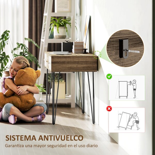 HOMCOM Bohémský psací stůl s 3 zásuvkami a nožkami v designu hairpin pro kancelář, ložnici nebo toaletní stolek 105x50x75 cm dřevo | Aosom