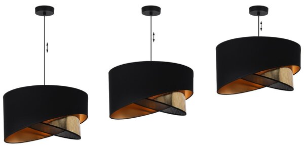 Závěsné svítidlo Asti Duo2, 1x PVC/černé textilní stínítko, (fi 45cm), g, b