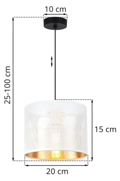 Závěsné svítidlo Asti0, 1x bílé PVC stínítko, (fi 20cm), g, b