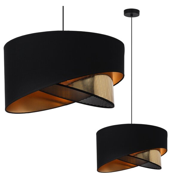 Závěsné svítidlo Asti Duo2, 1x PVC/černé textilní stínítko, (fi 45cm), g, b
