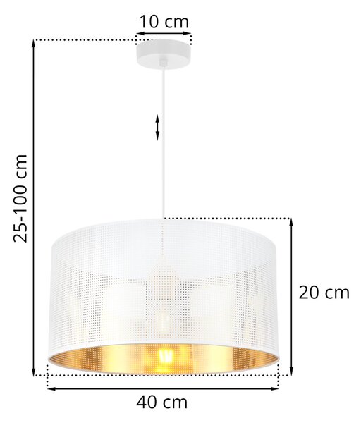 Závěsné svítidlo Asti0, 1x bílé PVC stínítko, (fi 40cm), g, w